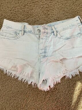 We The Free White Distressed Denim Cutoff Shorts